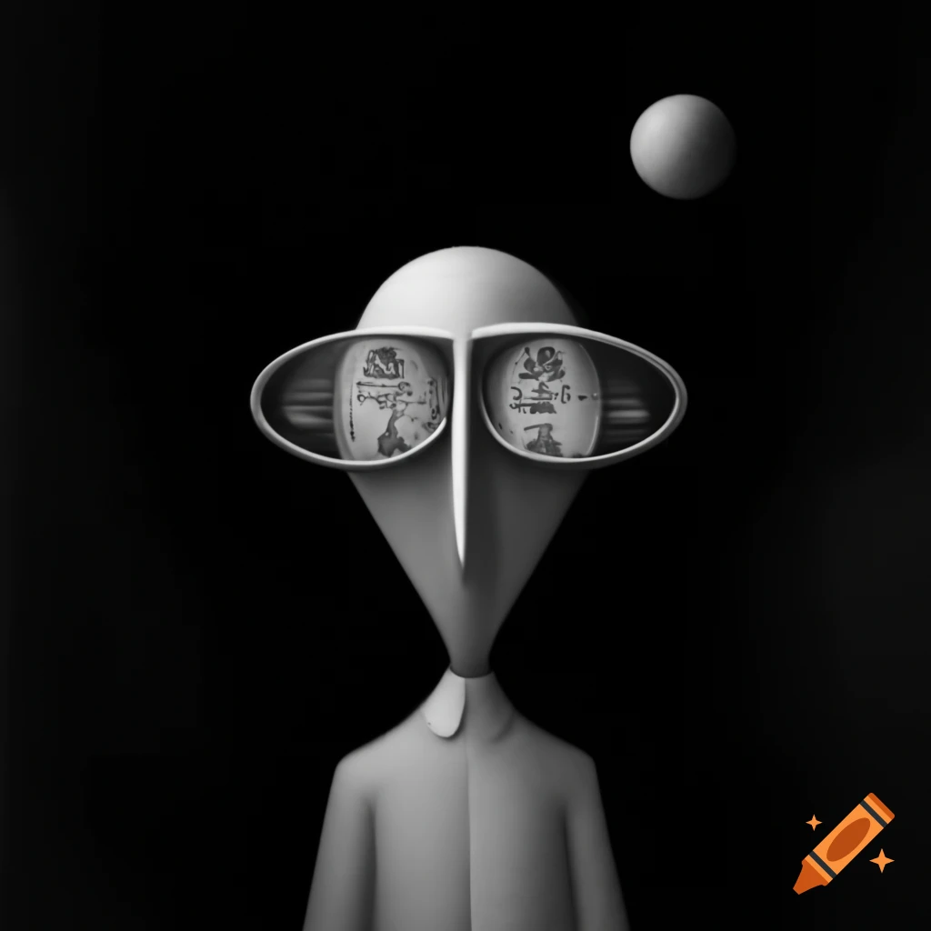 Monochrome surrealist artwork