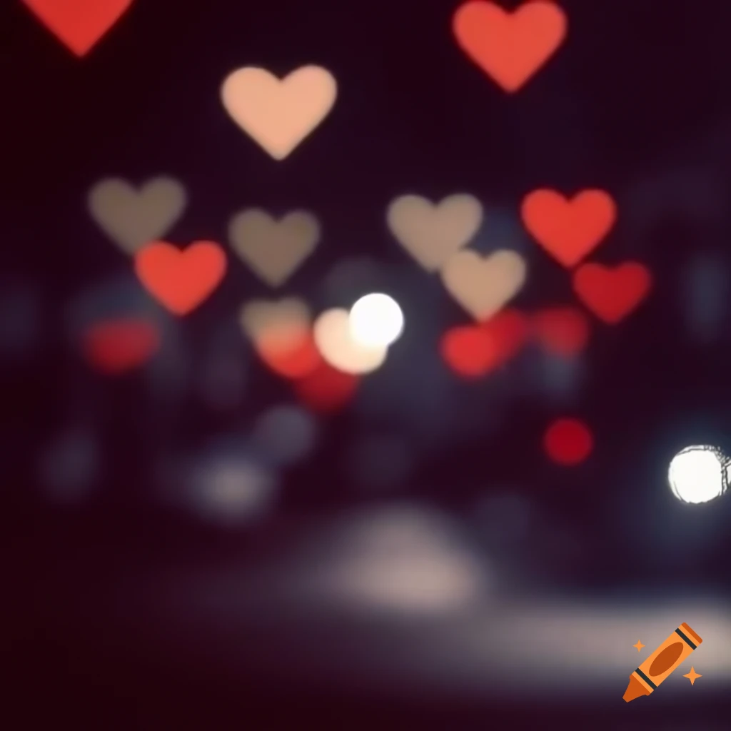 Blurred hearts background with love quote