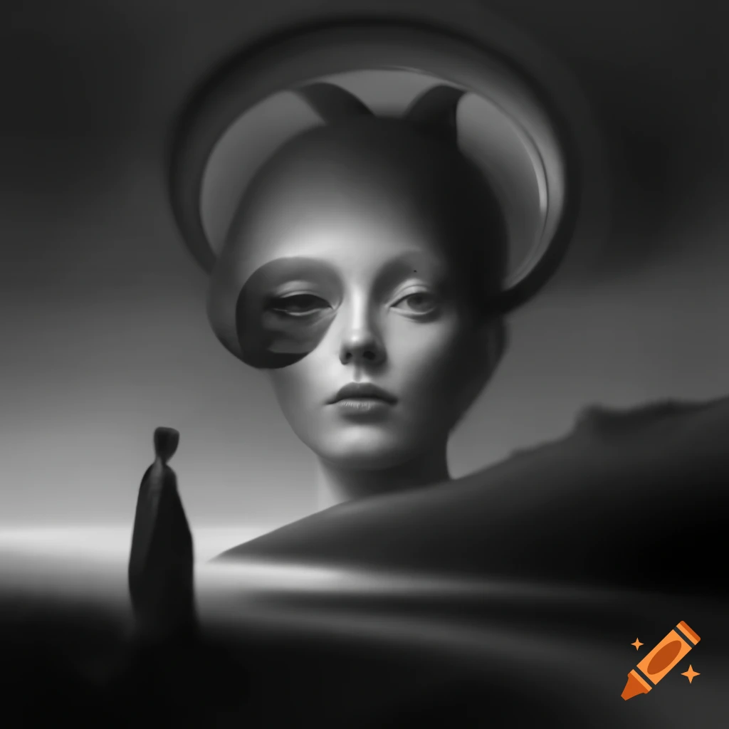 Surrealist monochrome artwork