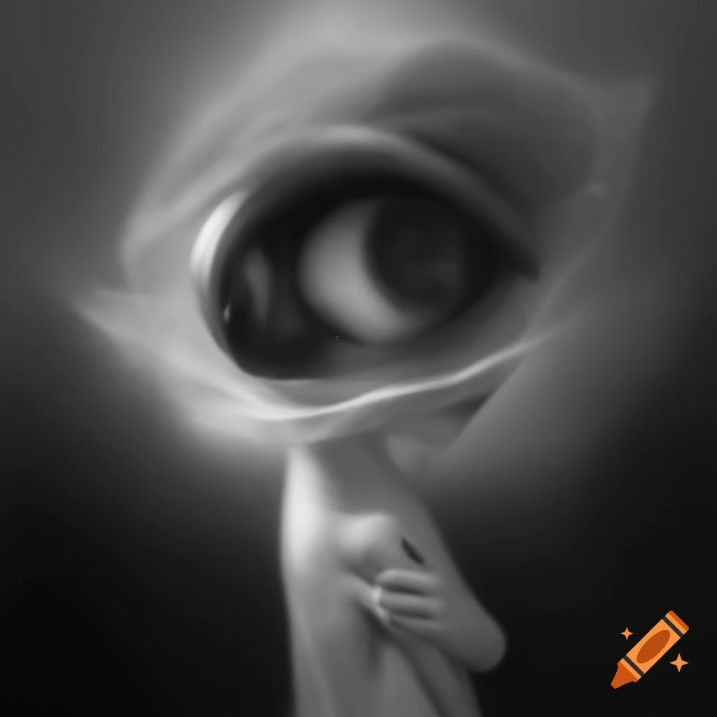 Surrealist monochrome art featuring abstract forms