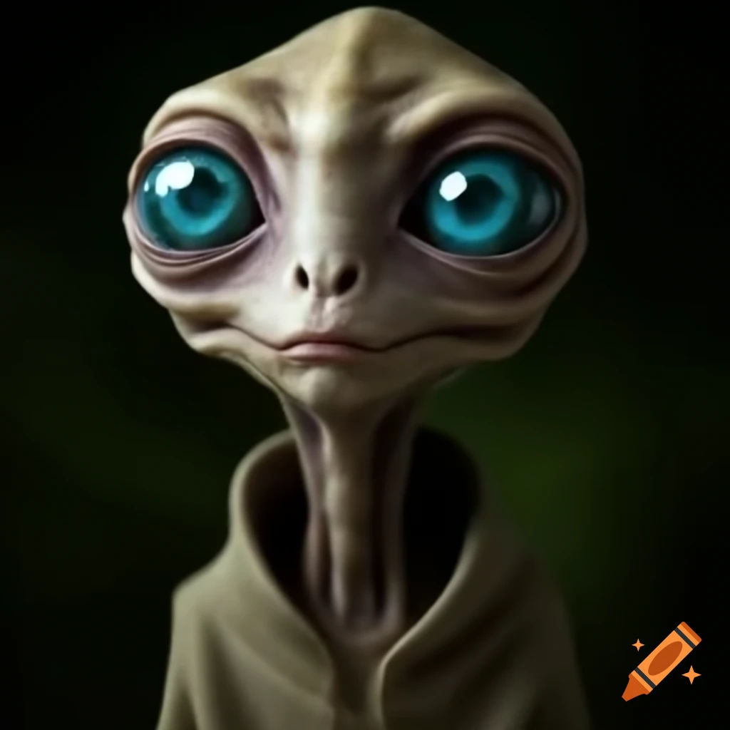 Intelligent and wise humanoid alien with striking features
