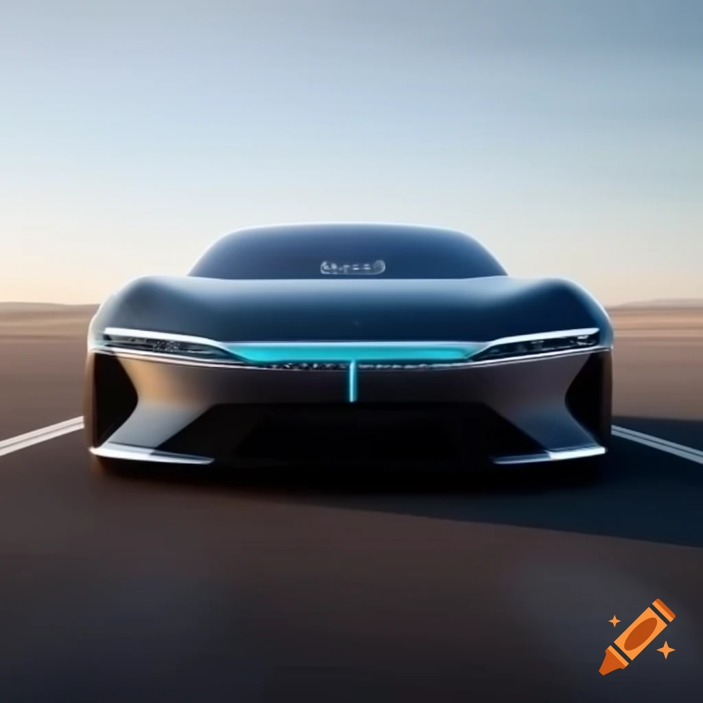 Futuristic hyper sedan concept car 2025 design, front view