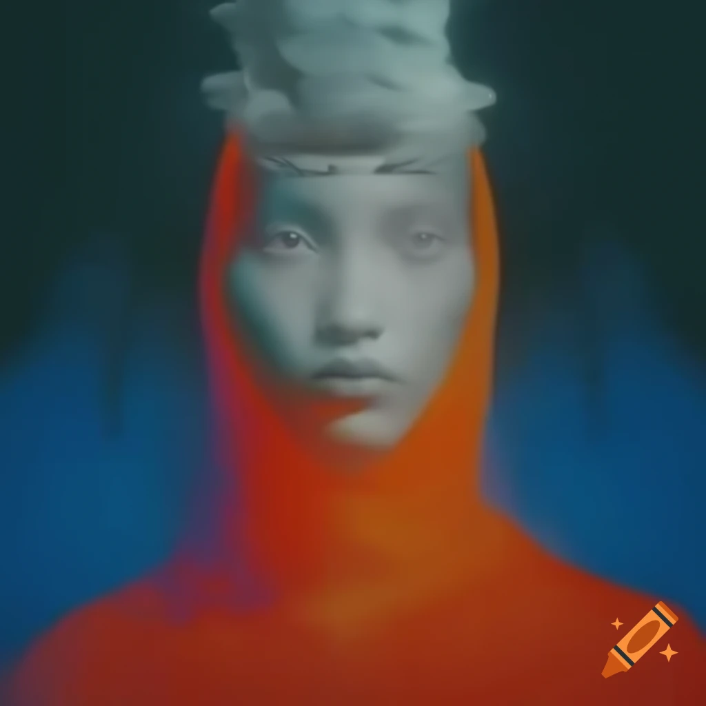 Surrealist monochrome artwork featuring a single color