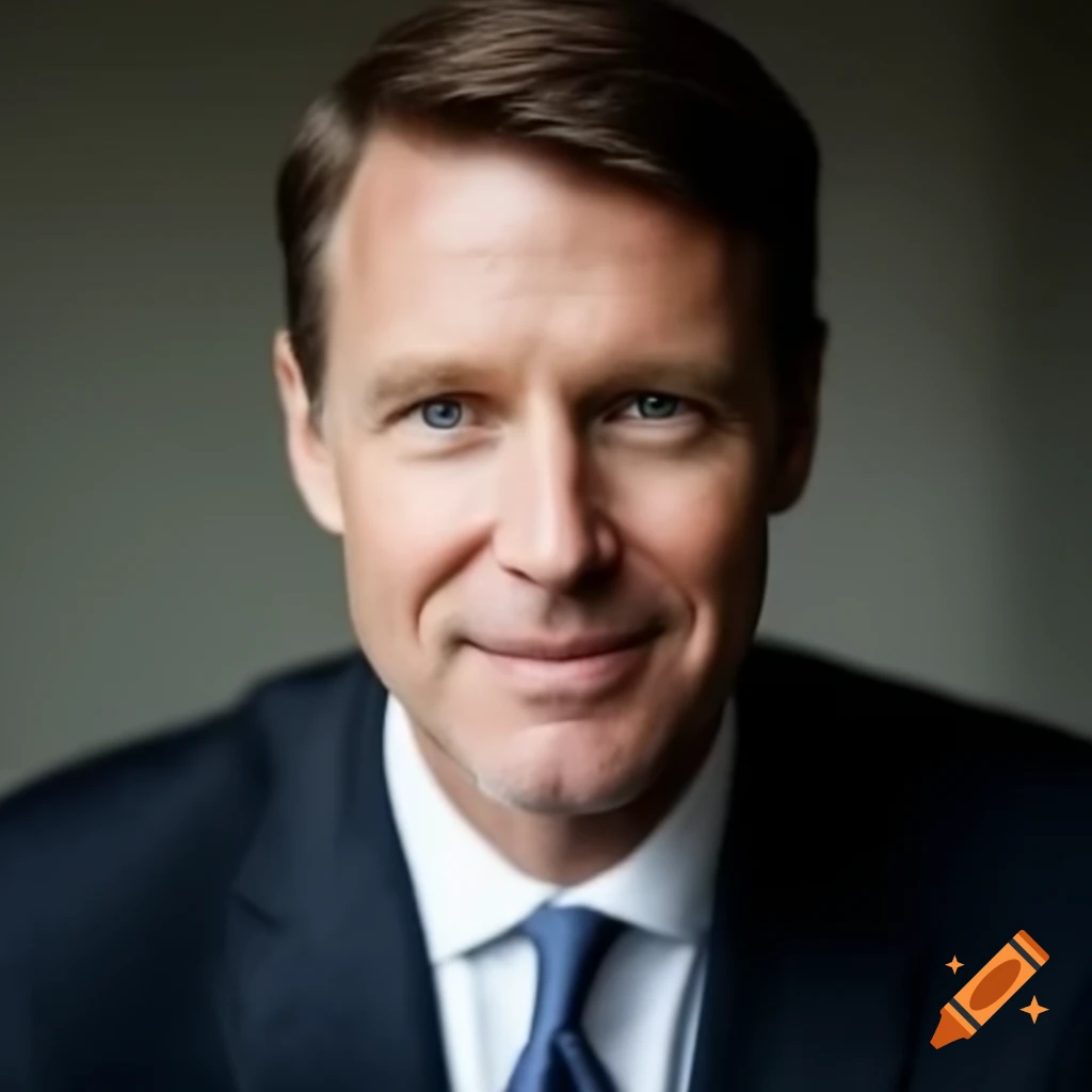 Close-up of a smiling man in a suit resembling a corporate CEO