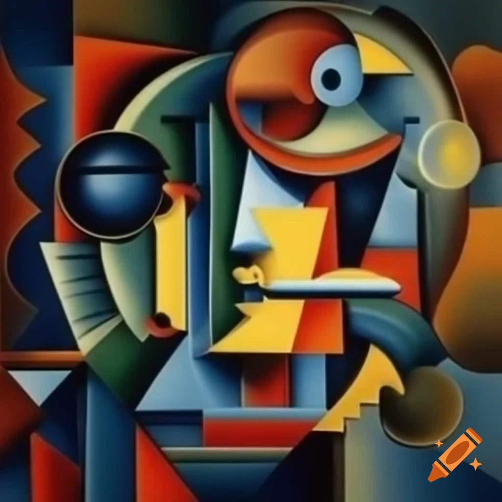 Cubist painting depicting dystopia and utopia themes on Craiyon