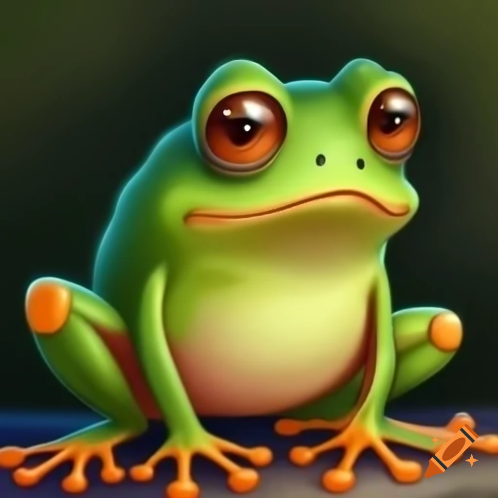 Angry cute frog painting