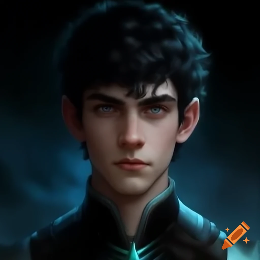 Young man with short black curly hair engaging in hermetic magic and occult practices