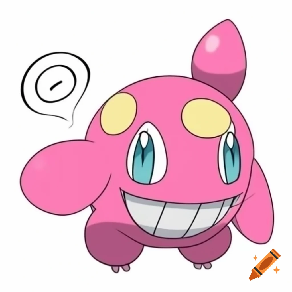 Pink monster resembling a rabbit in Sugimori art style