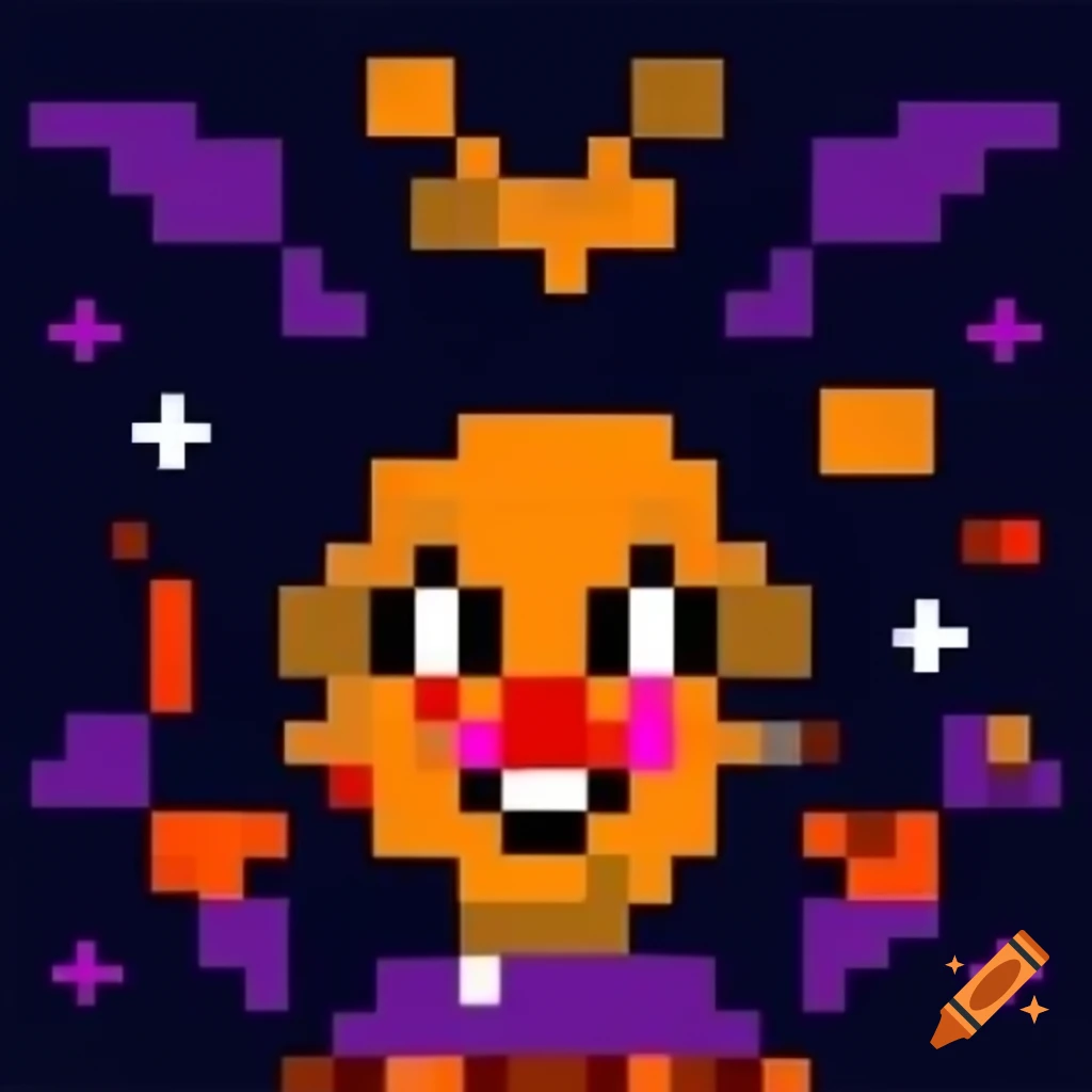 Quirky Halloween-themed pixel art