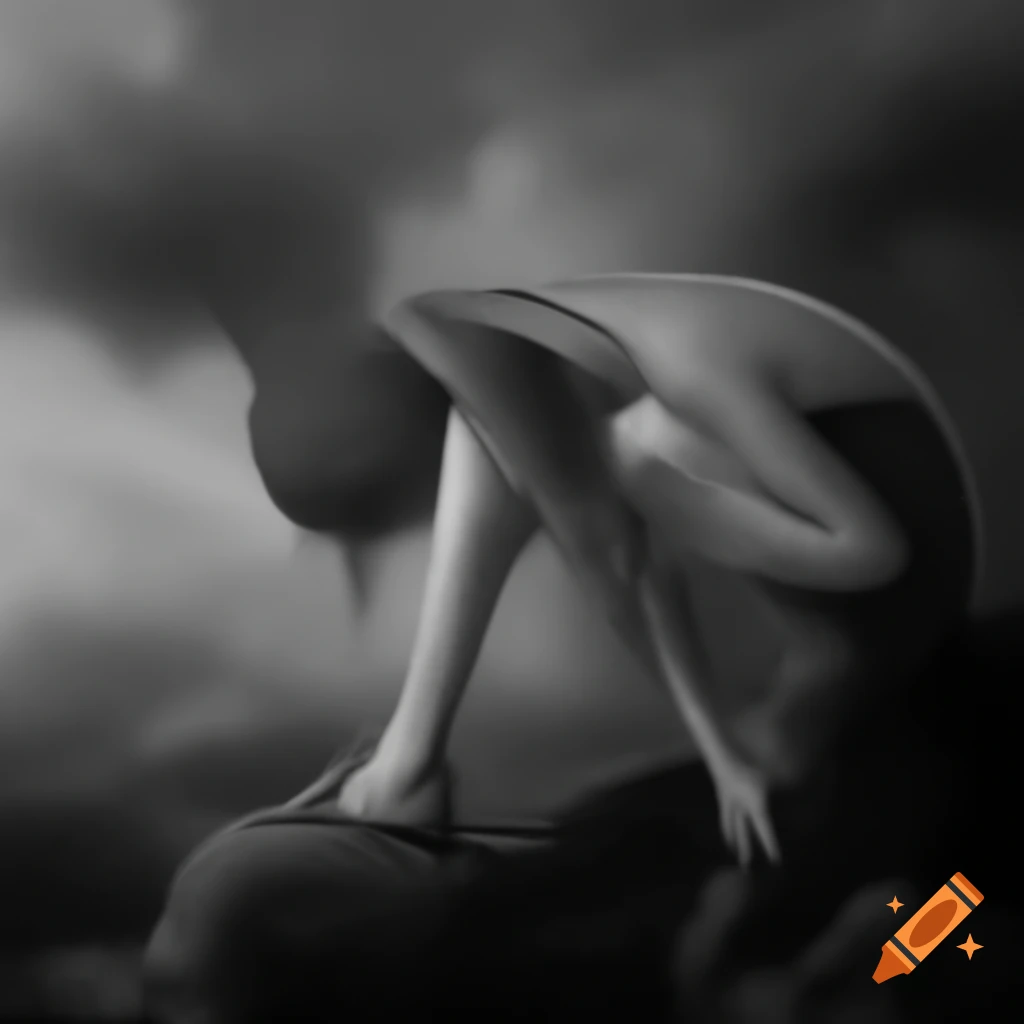Monochrome surrealist art with abstract elements