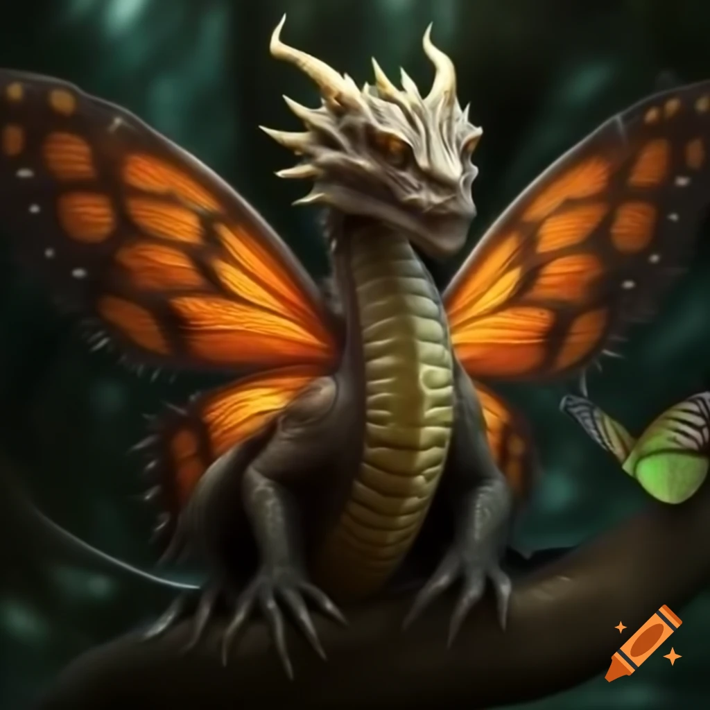 Dragon with butterfly wings