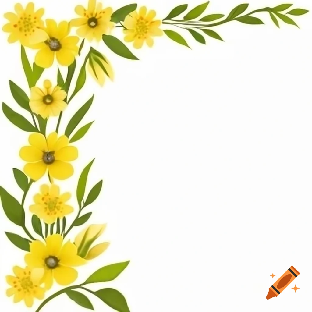 Yellow flowers forming a corner border design