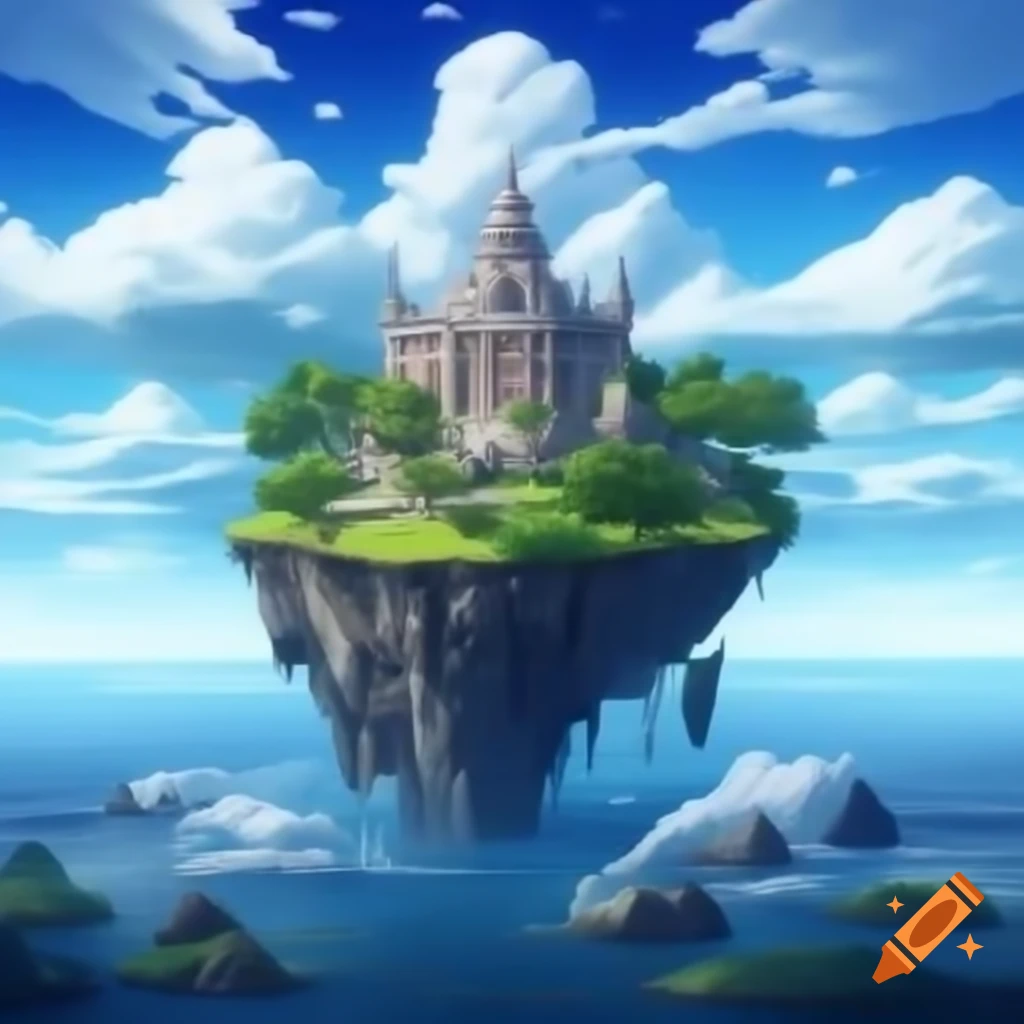 Island with a palace floating in the sky