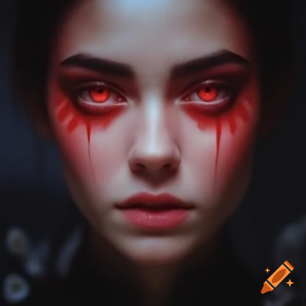 Infuriated woman with red eyes expressing frustration