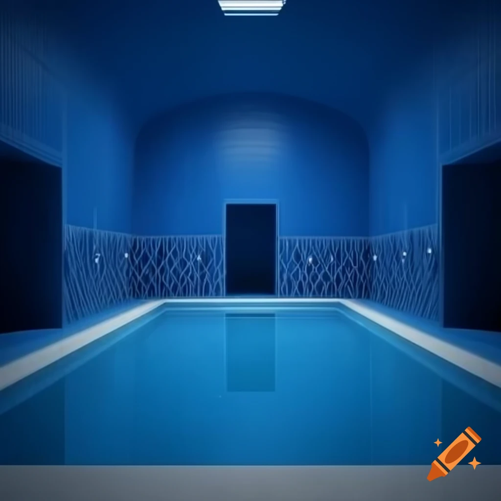Contemporary poolroom with clean blue water and white walls