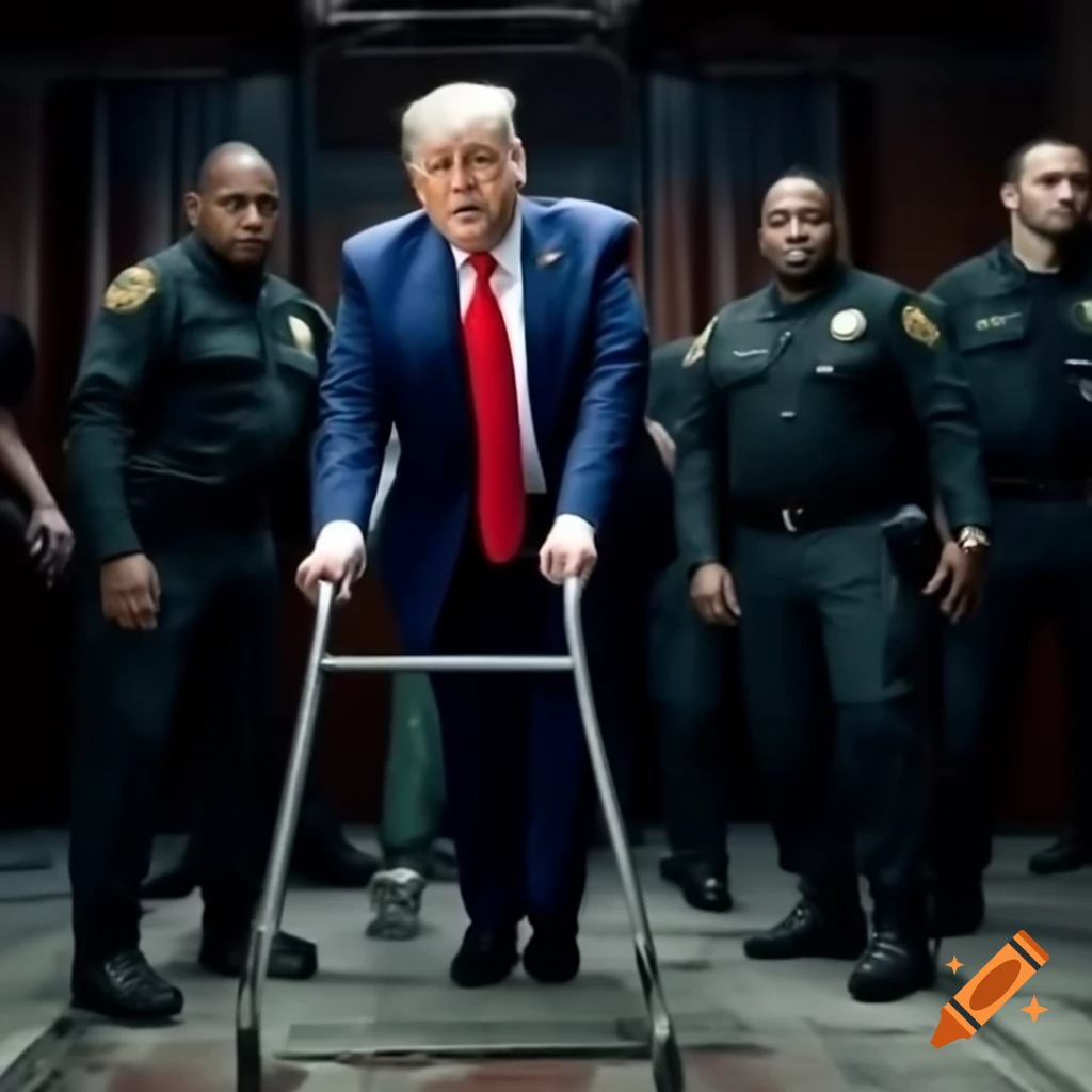 Satirical depiction of a frail character resembling Donald Trump in a ...