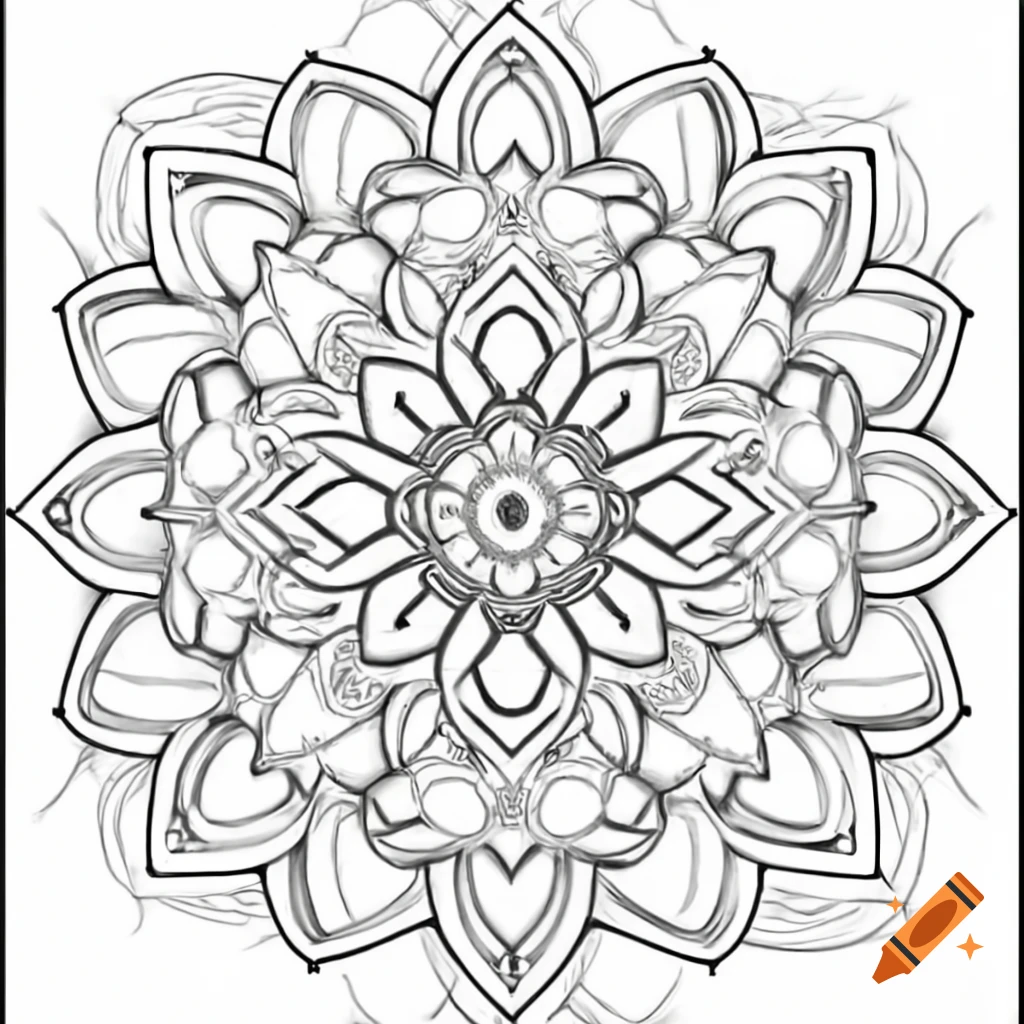 Mandala design for coloring book on A4 paper