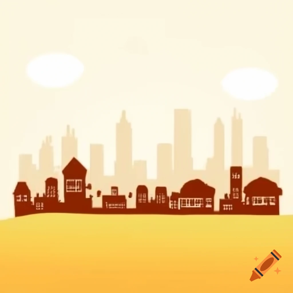Village skyline silhouette in autumn