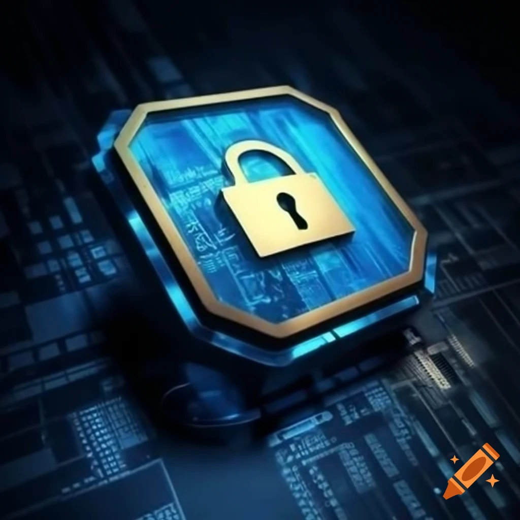 Bright metallic data protection sign indicating safety