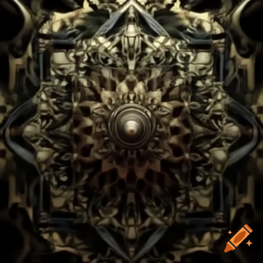 Mandala designed in H.R. Giger biomechanical style
