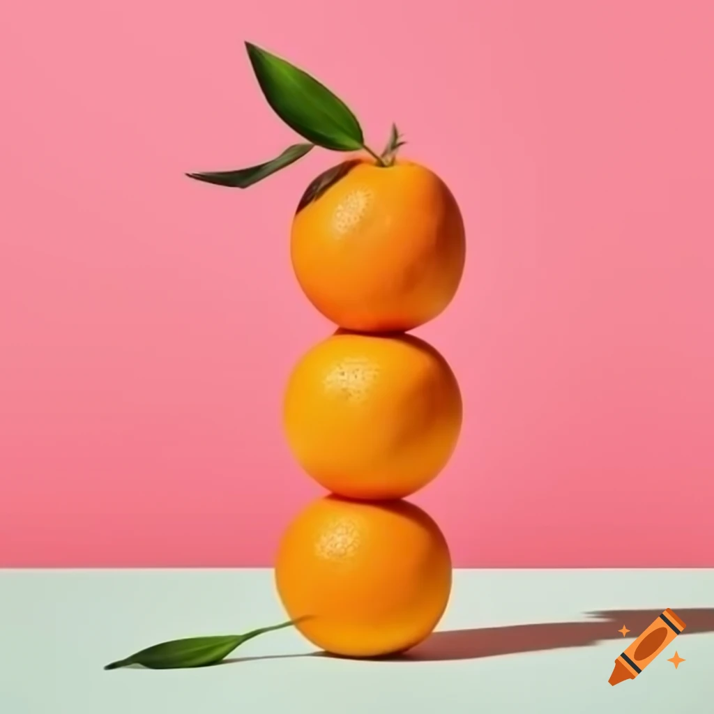 Oranges on pink background, vibrant colors