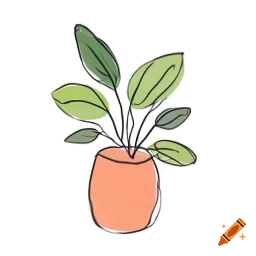 Terra-cotta colored plant sketch on white background