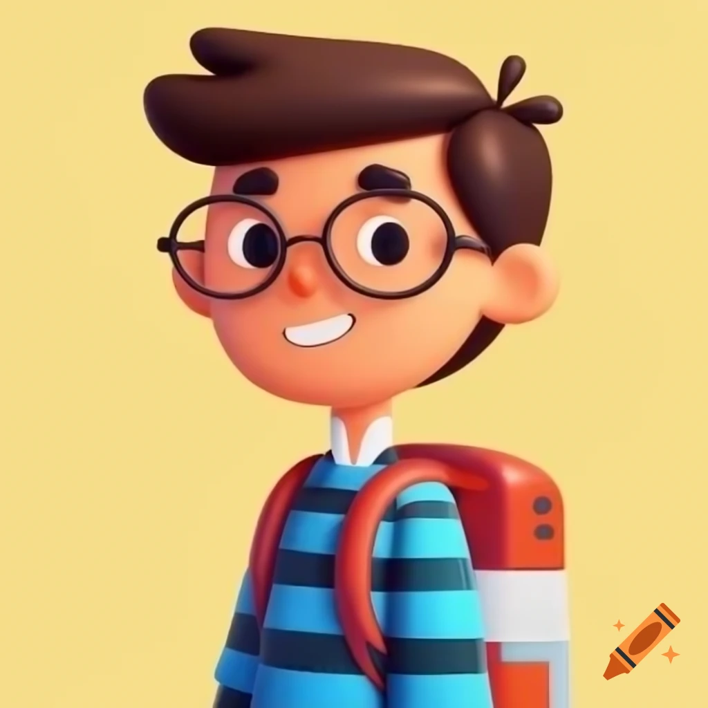 Cartoon art of an Italian male student