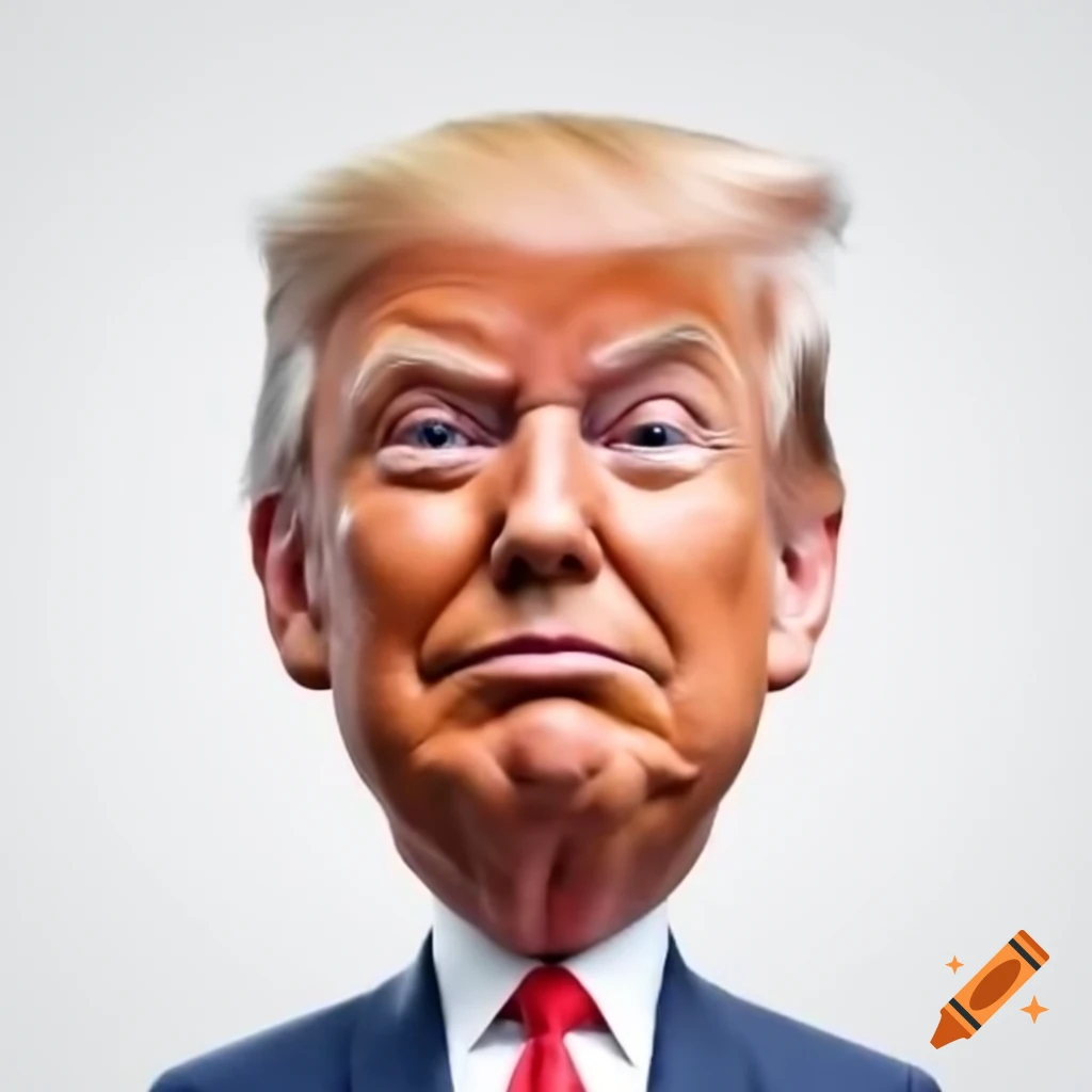 Cartoon face of Donald Trump against white background