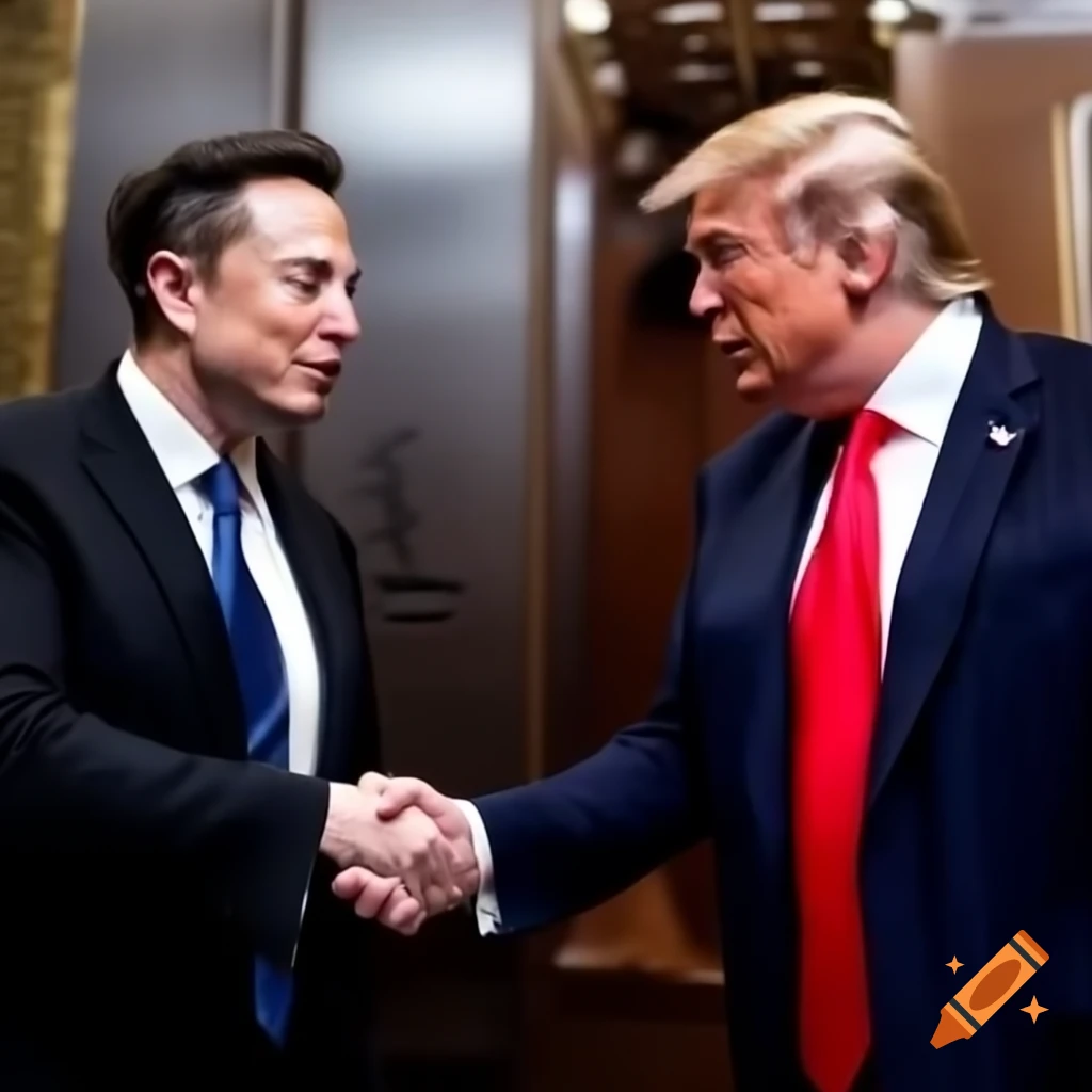 Elon Musk and Donald Trump shaking hands