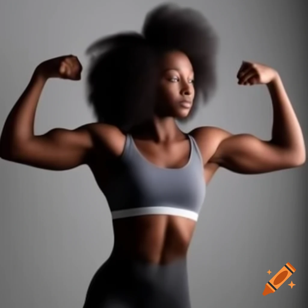 Athletic girl flexing abs