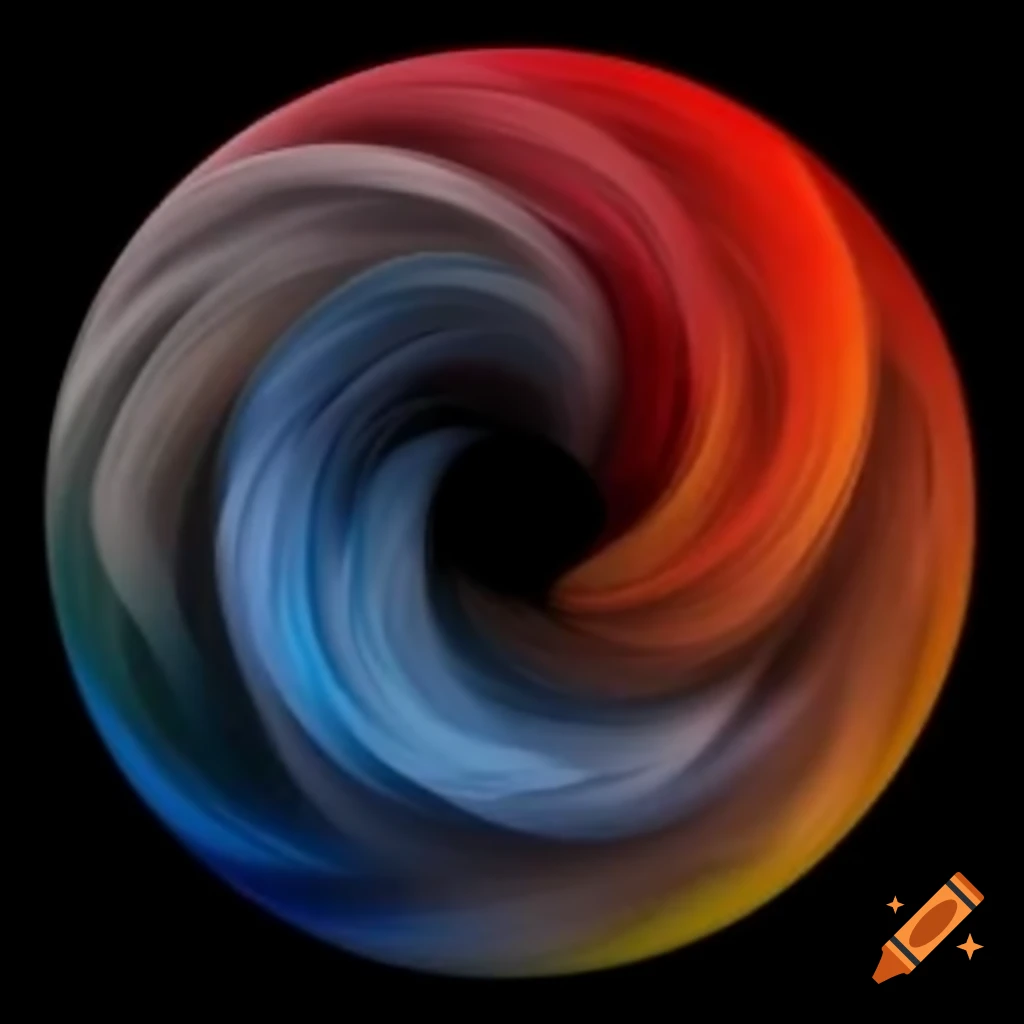 Circle with swirling saturated colors on solid background