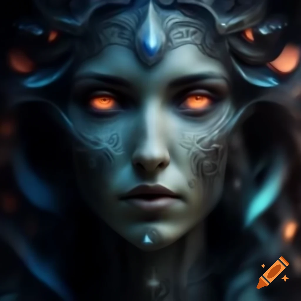 Ethereal portrait of Palatua, ancient Roman ghost Goddess, in abstract motion blur