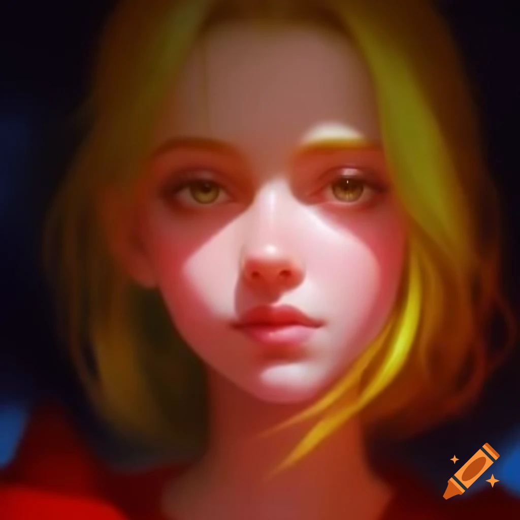 Rebellious young woman portrait inspired by Blade Runner in vibrant colors