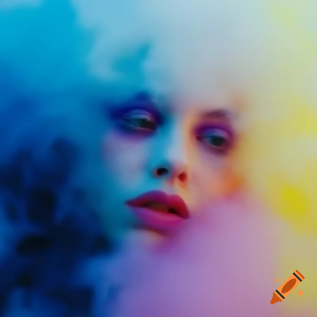 Impressionist style color mix of blue, purple, and yellow in foggy texture