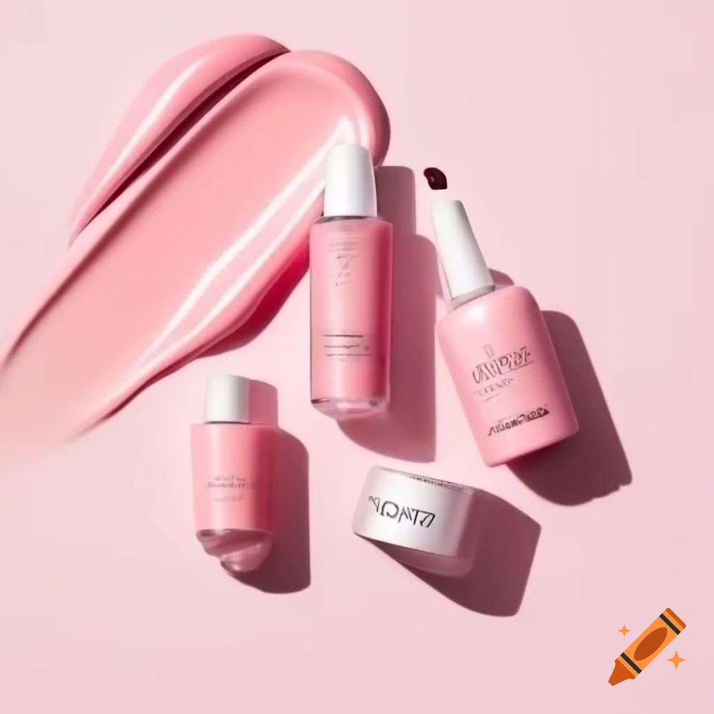 Pink skincare products including cream, serum, toner, and facewash by Radiant Glo