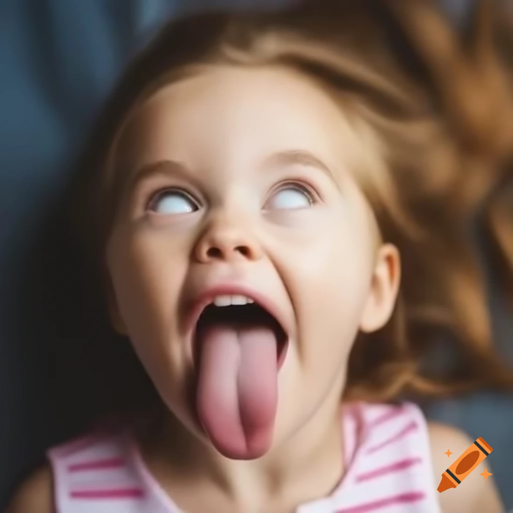 Small girl playfully sticking her tongue out