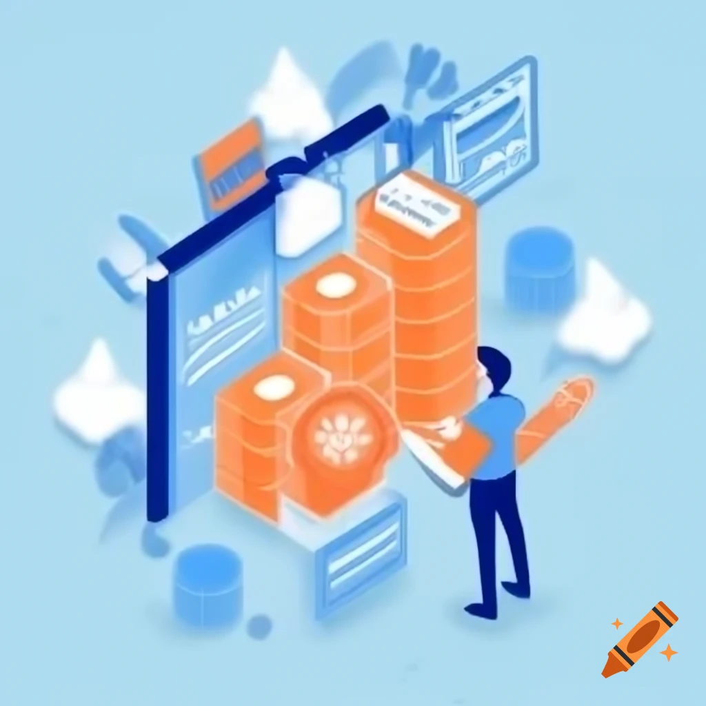 Sophisticated light blue and orange header art for business consulting and creative services