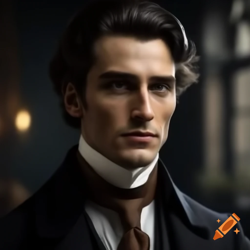 Realistic portrait of a handsome Victorian man in his late 20s