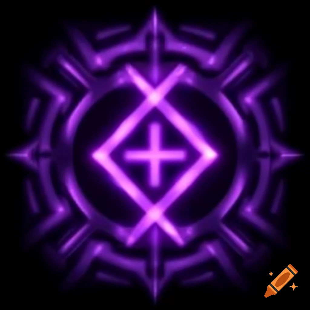 Glowing purple twisted helix rune symbol
