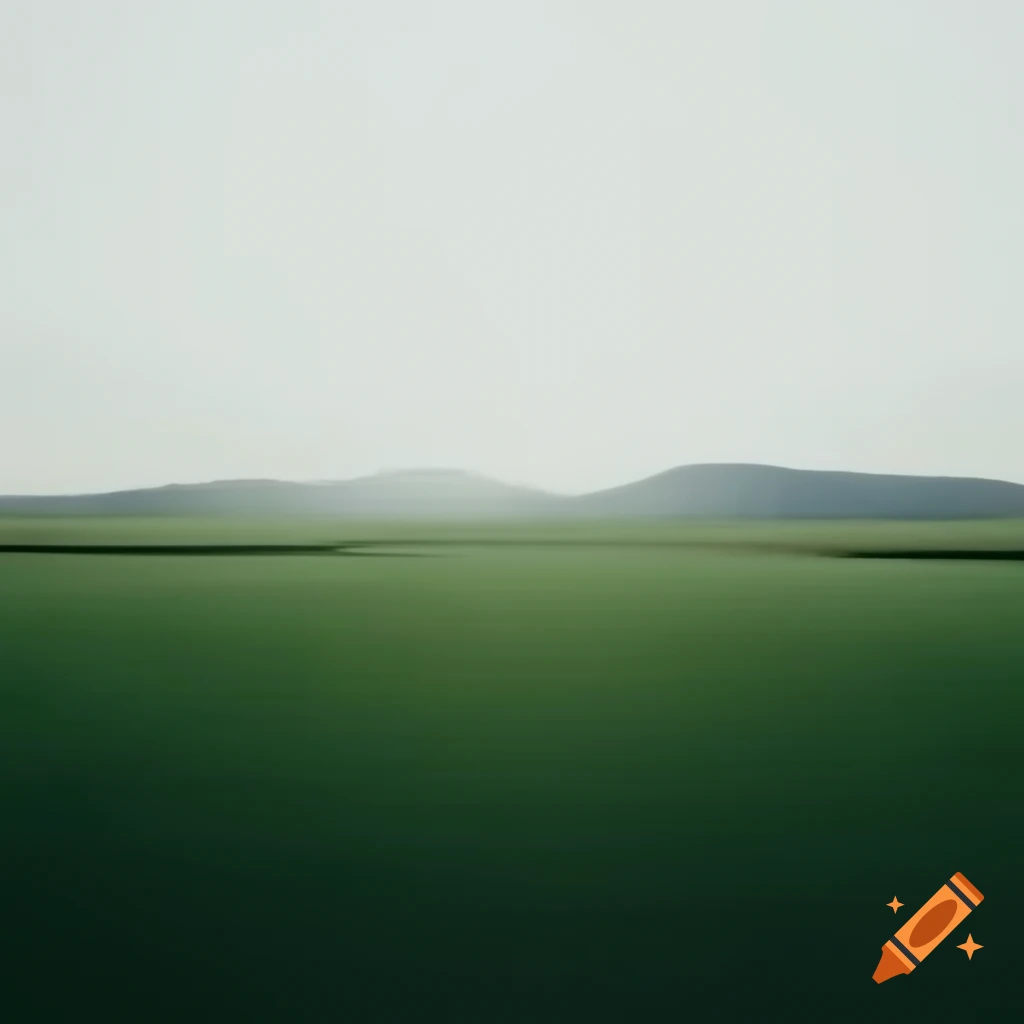 Large empty green field with small hills on the horizon