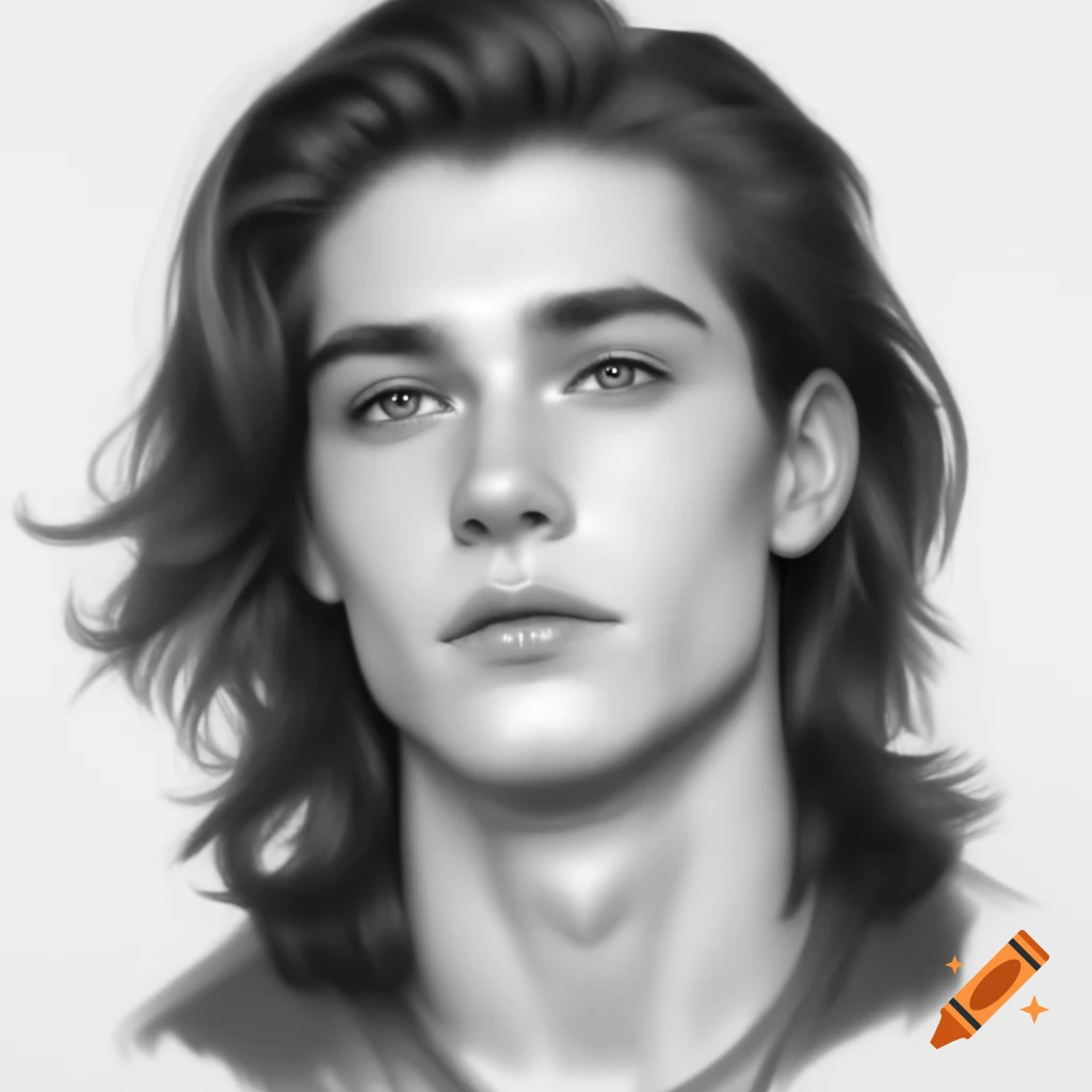 50's style portrait of young man with long side swept hair