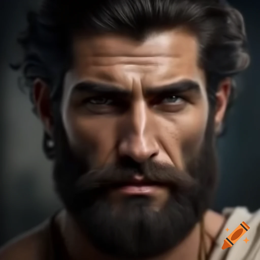 Realistic portrait of a handsome ancient Greek man