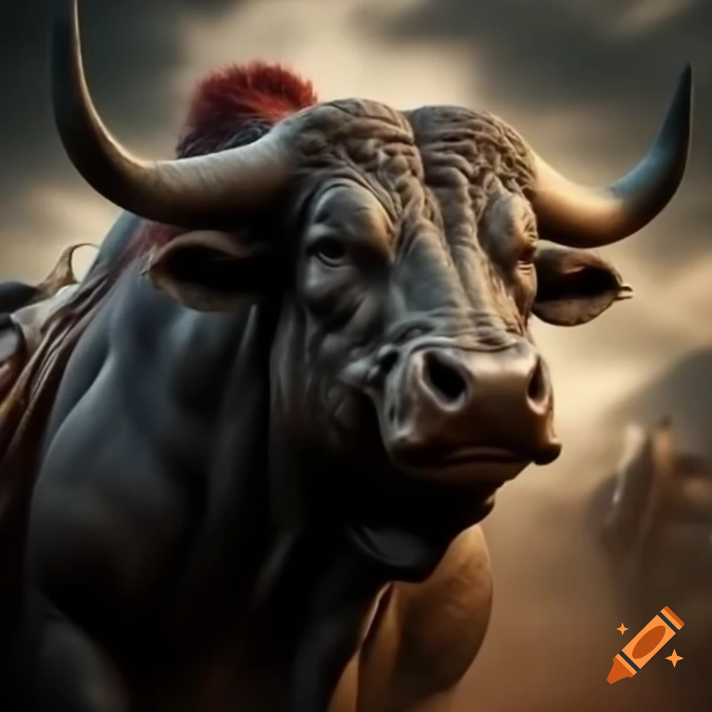 Realistic fierce rodeo bull