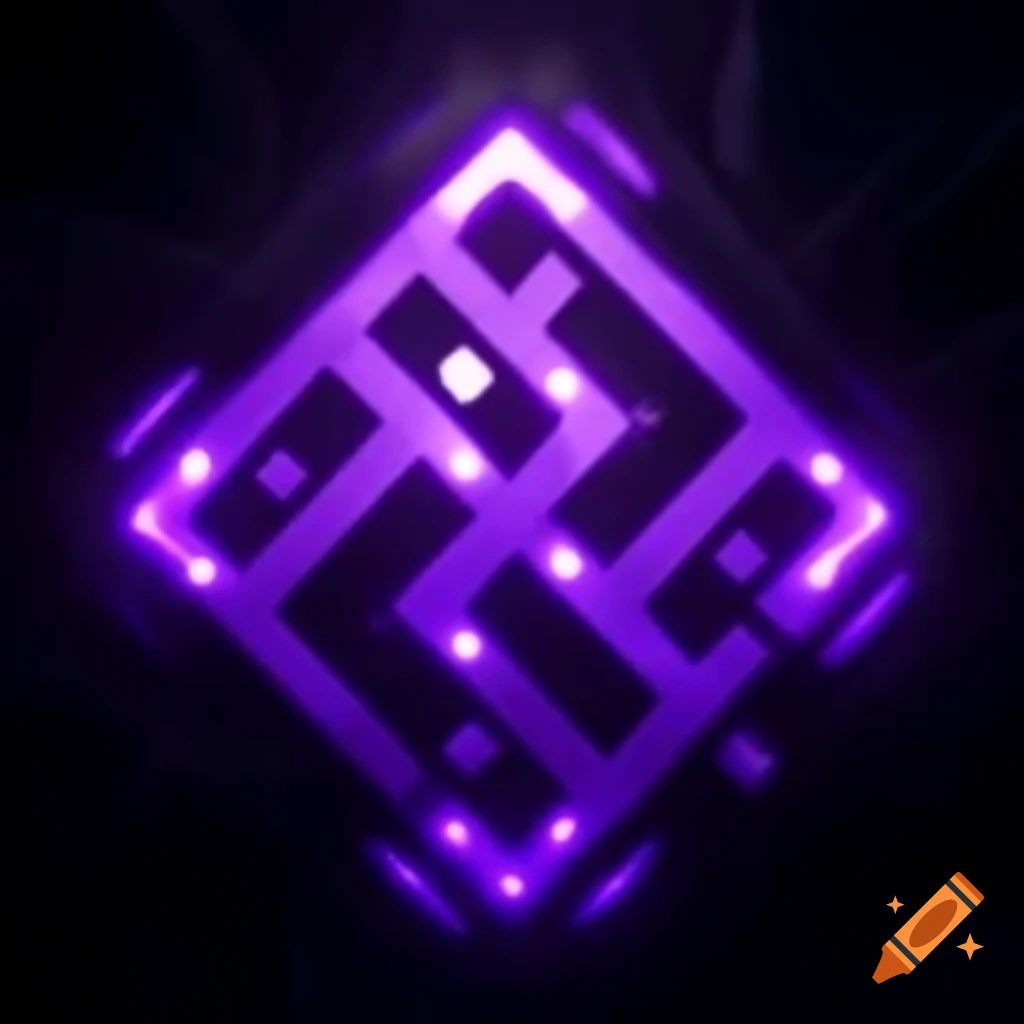 Glowing purple Tesseract symbol with rune design