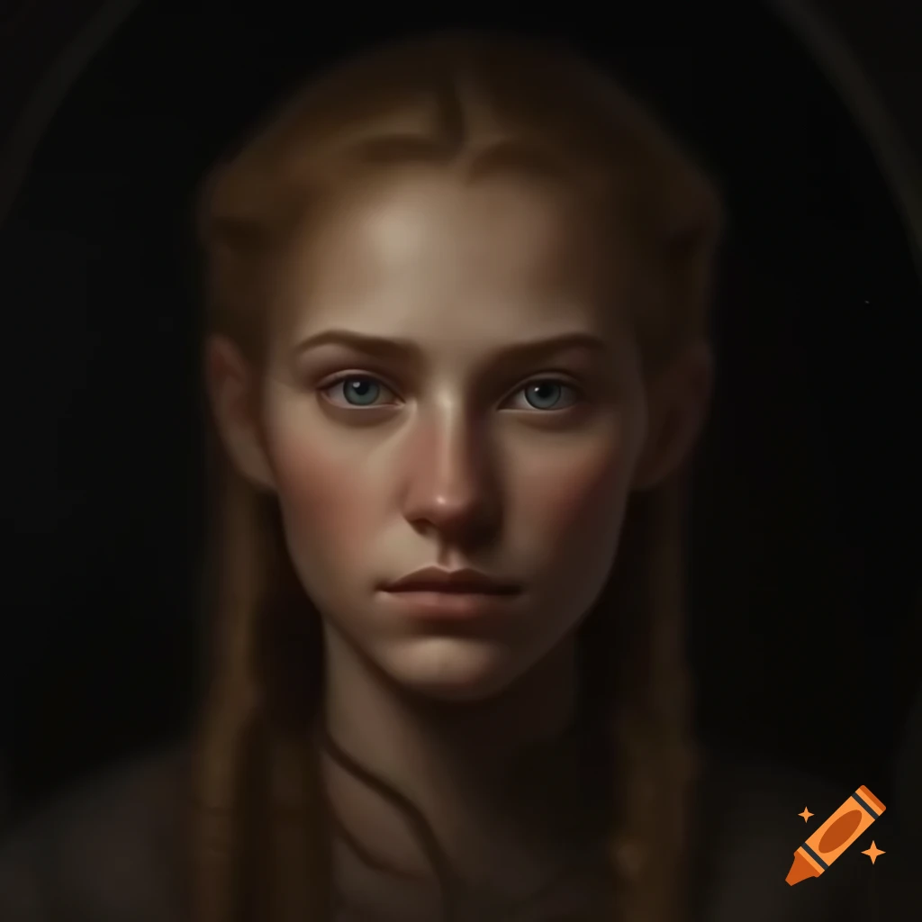 Realistic portrait of a serene medieval prioress