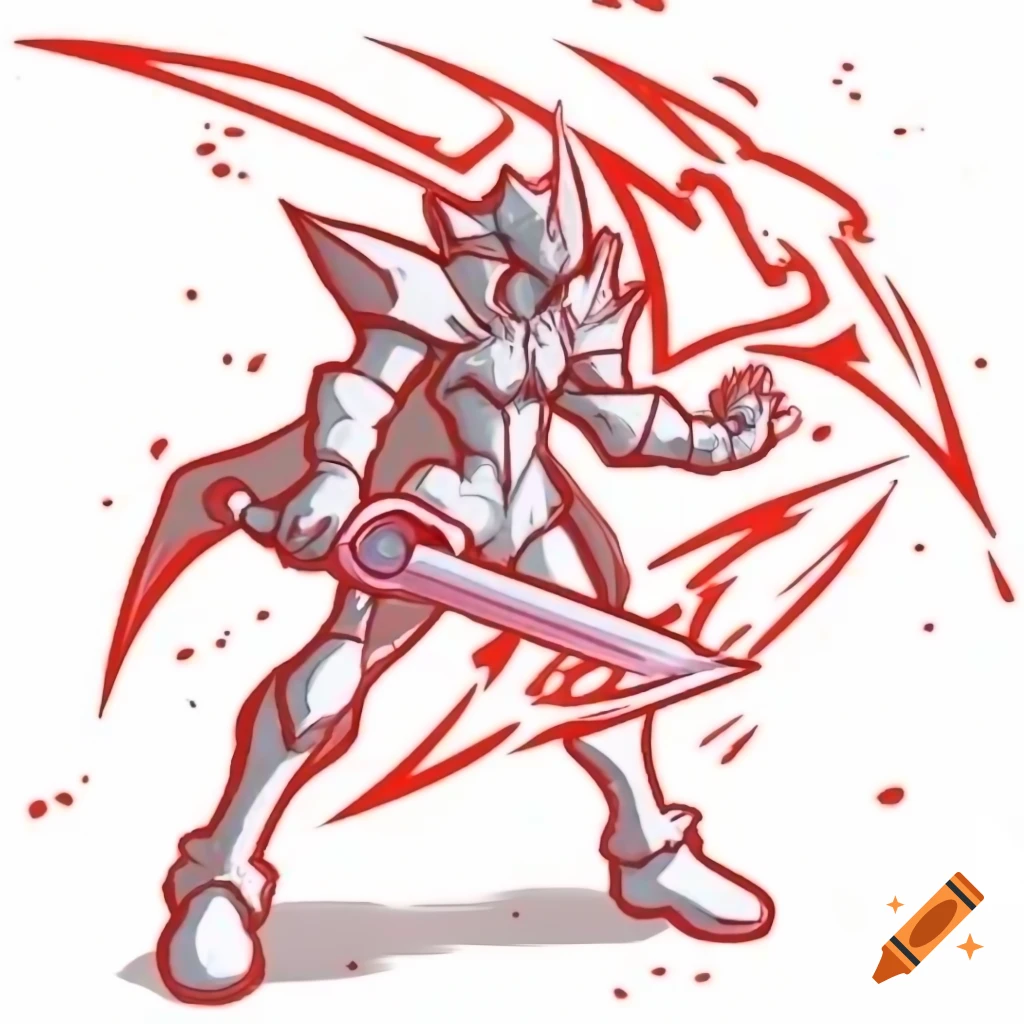Ultimate Chaos soldier with sword and red magic effects in Yu-Gi-Oh art style