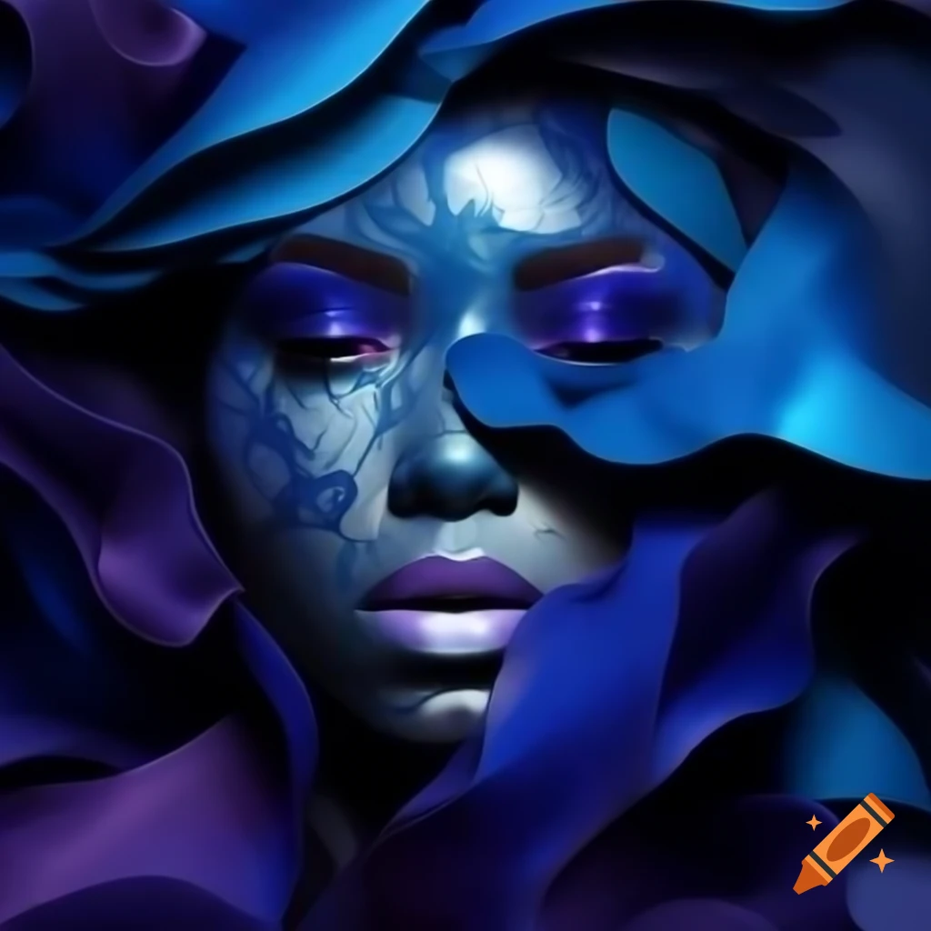 High-impact abstract art with deep blues, rich purples, and shimmering golds