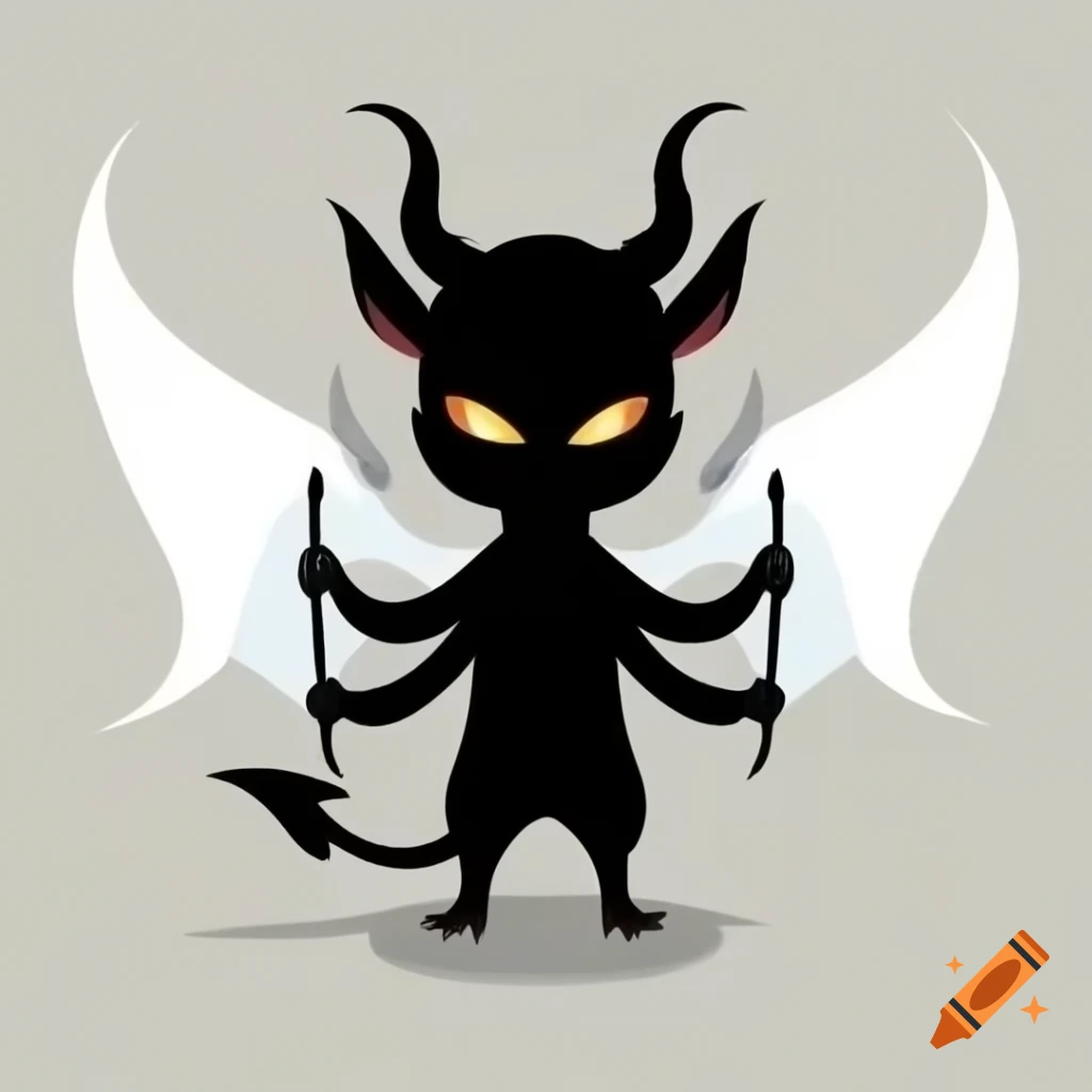 Black demon with horns and white wings