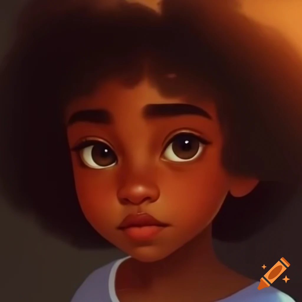Girl with afro curly hair, bright appearance