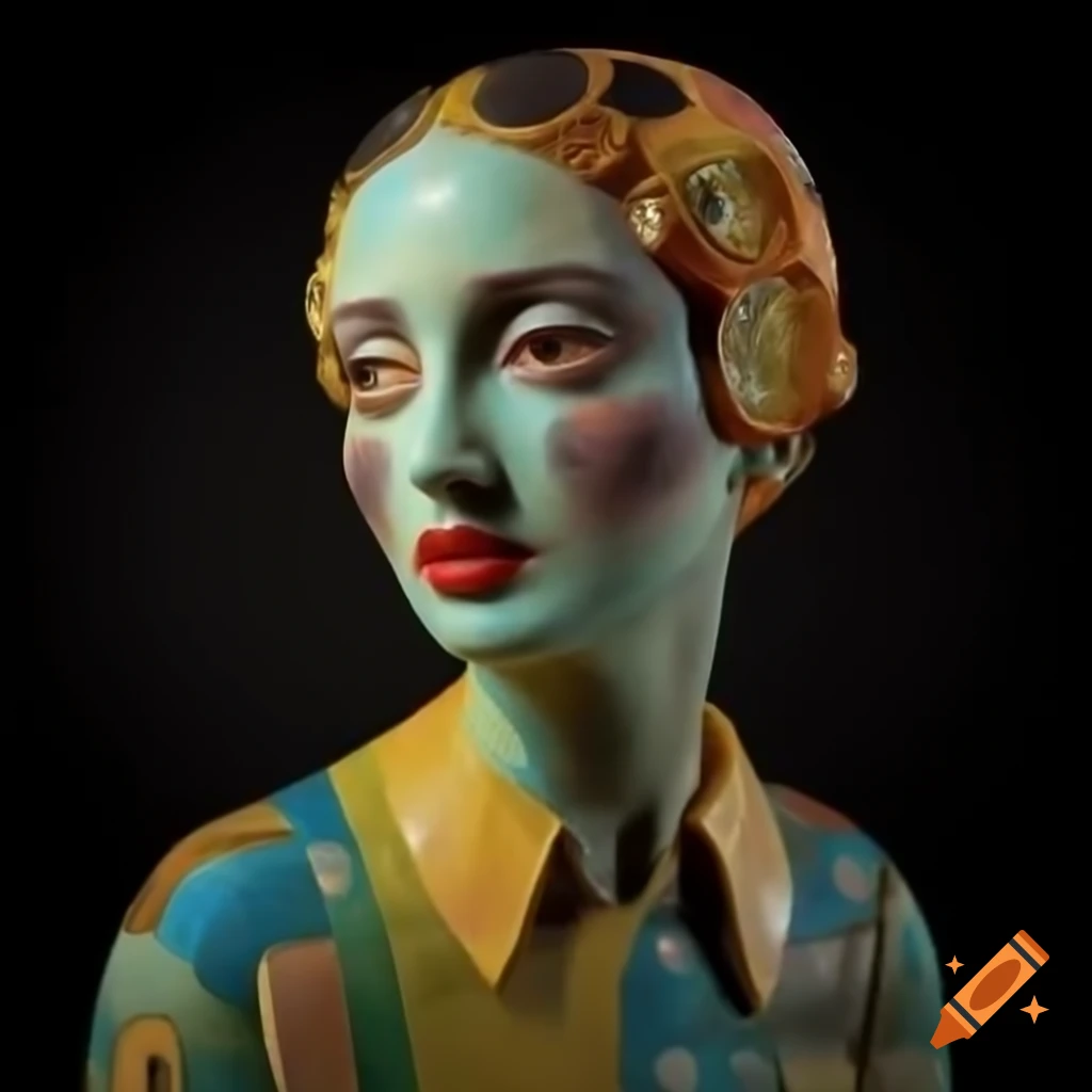Surreal neo-pop sculpture with geometrical shapes and colorful composition